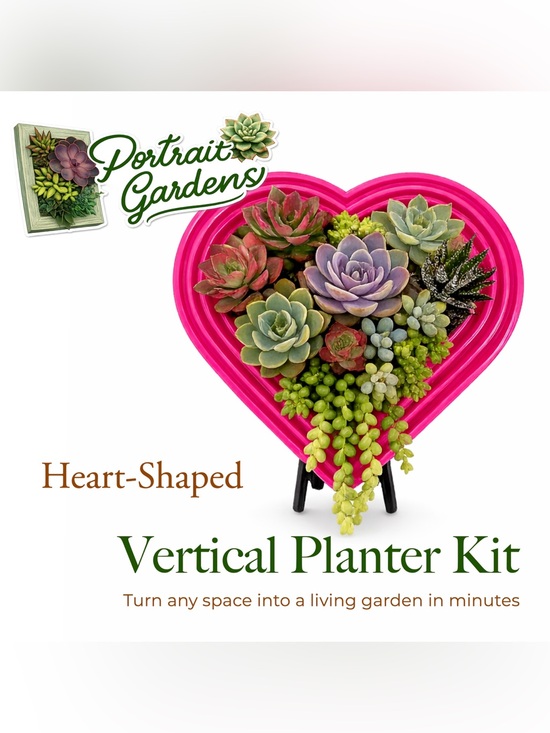 Portrait Gardens Other - Heart-Shaped Vertical Planter Kit (Pink) - Portrait Gardens
